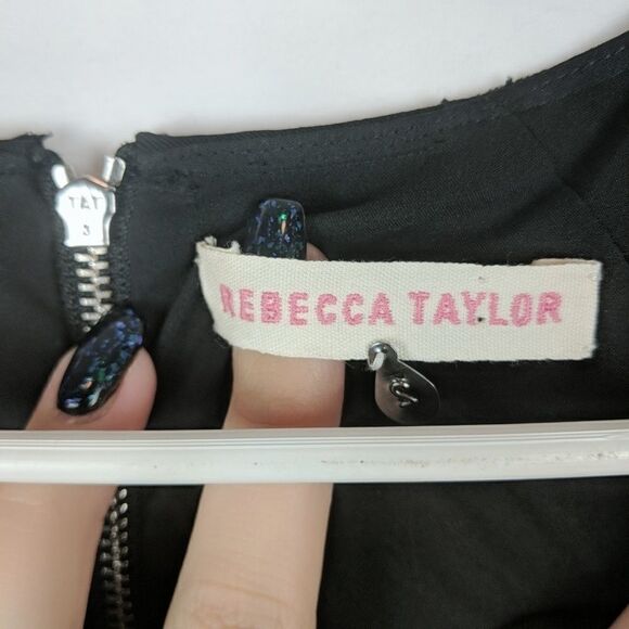 Rebecca Taylor Black Trim Dress Business Cocktail - Picture 3 of 5